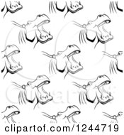 Poster, Art Print Of Seamless Pattern Background Of Black And White Hippos
