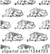 Poster, Art Print Of Seamless Pattern Background Of Black And White Griffins