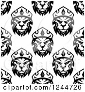 Seamless Pattern Background Of Black And White King Lions
