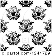 Clipart Of A Seamless Pattern Background Of Black And White Floral Royalty Free Vector Illustration