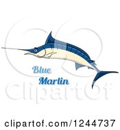 Poster, Art Print Of Blue Marlin Fish With Text