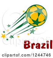 Poster, Art Print Of Flying Soccer Ball And Brazil Text