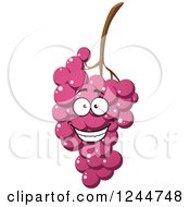 Clipart Of A Bunch Of Purple Grapes Character Royalty Free Vector Illustration