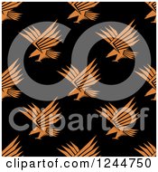 Poster, Art Print Of Seamless Pattern Background Of Orange Eagles On Black