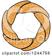 Clipart Of A Round Soft Pretzel Royalty Free Vector Illustration