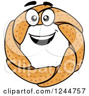 Clipart Of A Round Soft Pretzel Character Royalty Free Vector Illustration