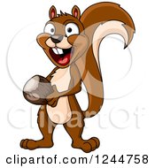 Poster, Art Print Of Happy Squirrel With An Acorn