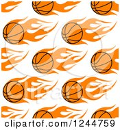 Clipart Of A Seamless Pattern Background Of Flaming Basketballs Royalty Free Vector Illustration