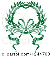 Poster, Art Print Of Green Wreath With A Ribbon