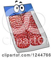 Clipart Of A Package Of Salami Character Royalty Free Vector Illustration