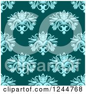 Clipart Of A Seamless Pattern Background Of Turquoise And Teal Floral Royalty Free Vector Illustration