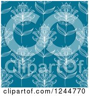 Clipart Of A Seamless Pattern Background Of Blue Henna Flowers Royalty Free Vector Illustration