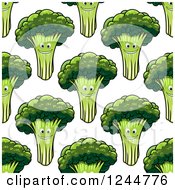 Clipart Of A Seamless Pattern Background Of Happy Broccoli Royalty Free Vector Illustration