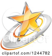 Clipart Of A Gradient Orange Star And Rings Royalty Free Vector Illustration
