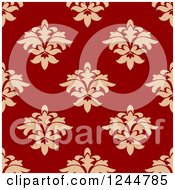 Clipart Of A Seamless Pattern Background Of Tan And Red Floral Royalty Free Vector Illustration