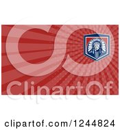 Clipart Of A Red Ray And Native American Chief Background Or Business Card Design Royalty Free Illustration