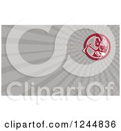Clipart Of A Gray Ray Native American And Tomahawk Background Or Business Card Design Royalty Free Illustration