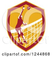 Poster, Art Print Of Female Volleyball Player Spiking A Ball In A Shield