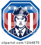 Poster, Art Print Of Security Guard In An American Flag Shield