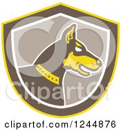 Retro Doberman Pinscher Dog In Profile In A Shield