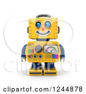 Poster, Art Print Of 3d Grinning Yellow Robot Glancing To The Left