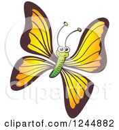 Poster, Art Print Of Happy Smiling Yellow And Green Butterfly