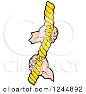 Clipart Of Yellow Rope And Hands Royalty Free Vector Illustration by Johnny Sajem