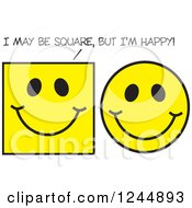 Poster, Art Print Of Yellow Emoticon Faces With One Saying I May Be Square But Im Happy