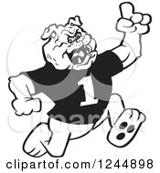 Poster, Art Print Of Black And White Running Victorious Bulldog