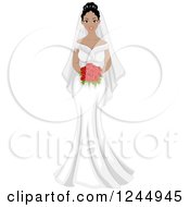 Poster, Art Print Of Beautiful Black Bride Holding A Bouquet