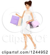 Poster, Art Print Of Happy Bride Carrying Shopping Bags