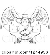Poster, Art Print Of Black And White Mad Brute Muscular Male Angel