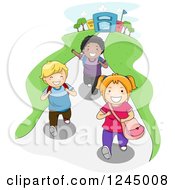 Poster, Art Print Of Group Of Excited Diverse School Children After School