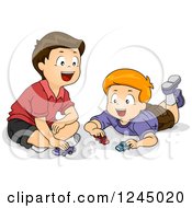 Poster, Art Print Of Happy Boys Playing With Toy Cars