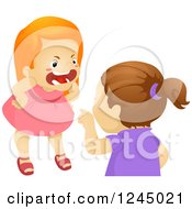 Clipart Of Angry Girls Fighting Royalty Free Vector Illustration
