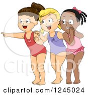 Poster, Art Print Of Excited Girls Looking And Pointing In Swimsuits