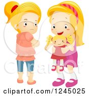 Poster, Art Print Of Jealous Girl Eyeing A New Doll That Belongs To Her Friend