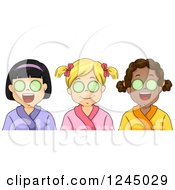 Poster, Art Print Of Diverse Girls With Cucumbers Over Their Eyes At A Spa