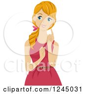 Clipart Of A Teenage Girl Looking And About To Point To The Left Royalty Free Vector Illustration