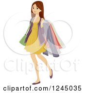 Poster, Art Print Of Teenage Brunette Girl Carrying Dry Cleaned Clothes