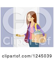 Poster, Art Print Of Teenage Girl Carrying A Box To A Dorm Room