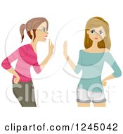 Clipart Of Teenage Girls Arguing Royalty Free Vector Illustration