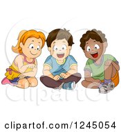 Poster, Art Print Of Girl And Boys Sitting And Looking At Something