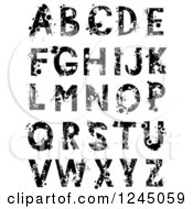 Clipart Of Black And White Capital Grunge Alphabet Letters Royalty Free Vector Illustration