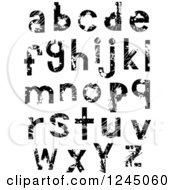Clipart Of Black And White Lowercase Grunge Alphabet Letters Royalty Free Vector Illustration