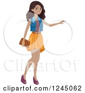 Clipart Of A Beautiful Young Black Girl Hailing A Cab Royalty Free Vector Illustration by BNP Design Studio