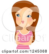 Clipart Of A Thinking Brunette Woman Looking To The Left Royalty Free Vector Illustration