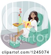 Poster, Art Print Of Beautiful Young Black Woman Reading A Magazine At A Spa