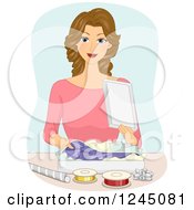 Poster, Art Print Of Happy Woman Wrapping A Shirt In A Gift Box