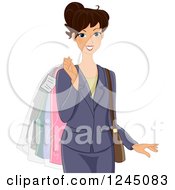 Poster, Art Print Of Business Woman Carrying Dry Cleaned Apparel